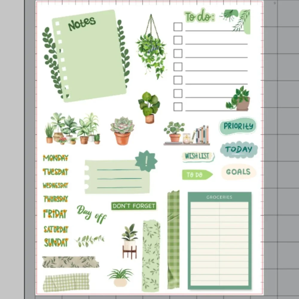 Handmade Plant Themed Planner Stickers, journal, Calendar, organize, green
